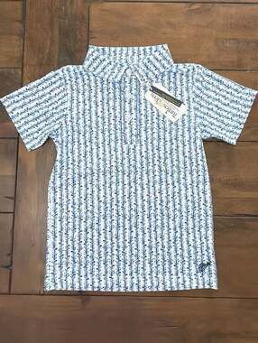 Turtles & Tees Boys Archer Polo - Iron Reef Navy/White Size Small 5/6 NWT